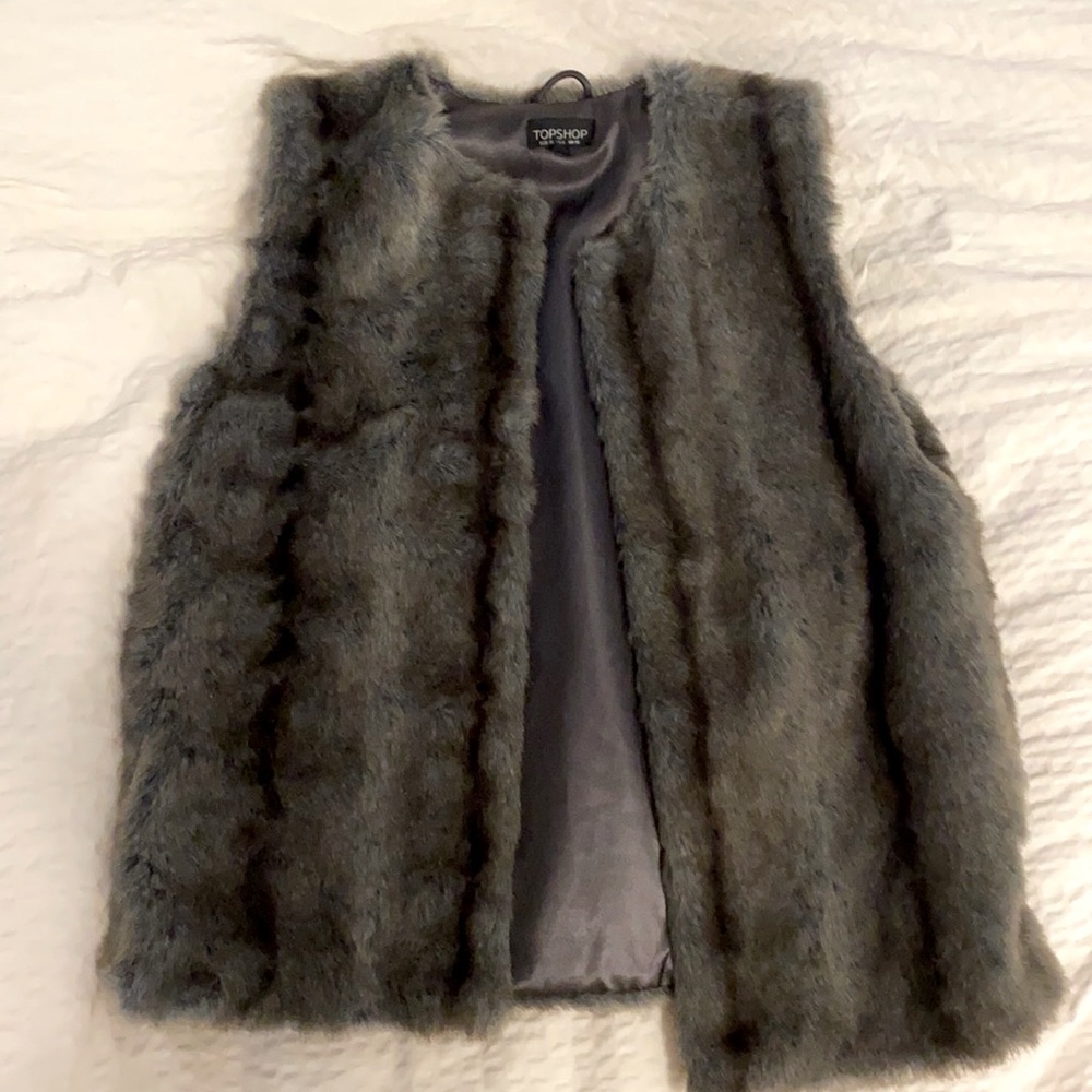 Gray fur vest